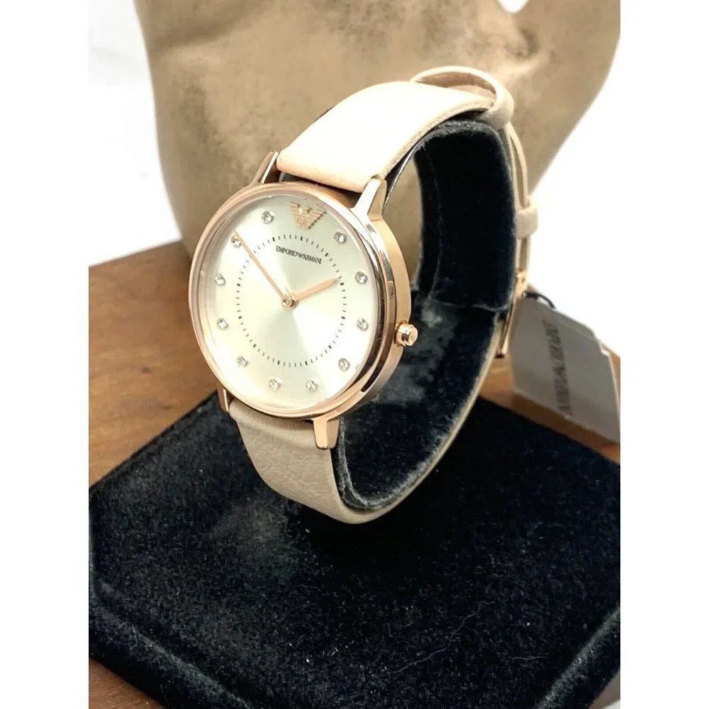 Emporio Armani Women's Watch AR2510 Quartz Rose Gold Nude Leather Strap … - Picture 14 of 14